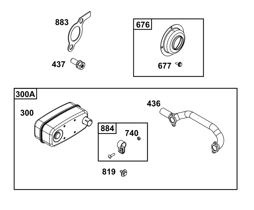 Exhaust Group Diagram and Parts List for 389447-0122-E1  Briggs and Stratton Engine